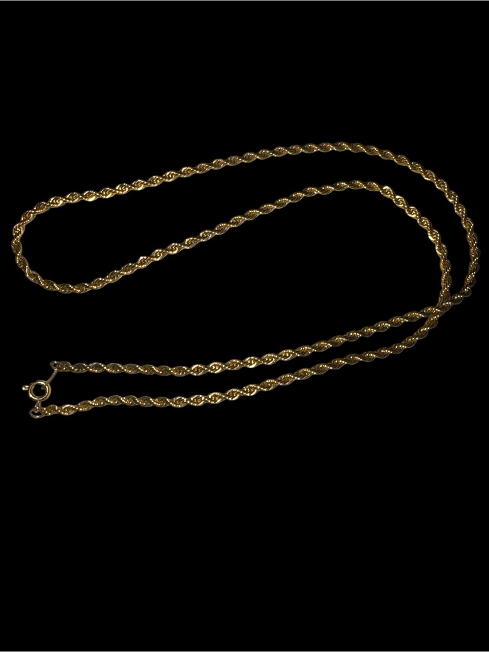 24” Gold tone Rope Chain Necklace - no markings